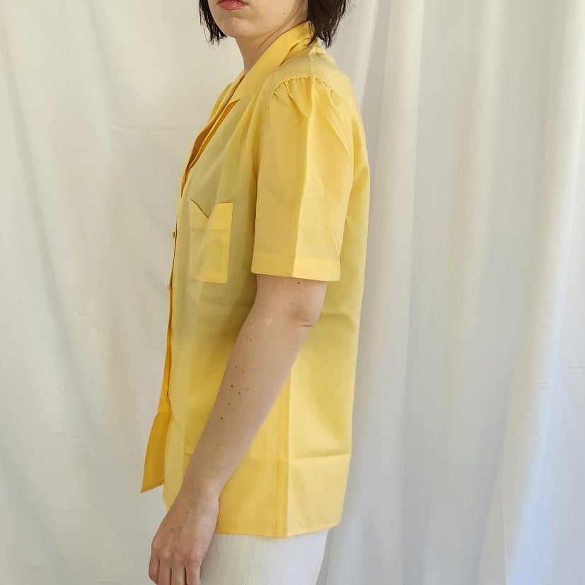 80s Yellow Button Down Blouse