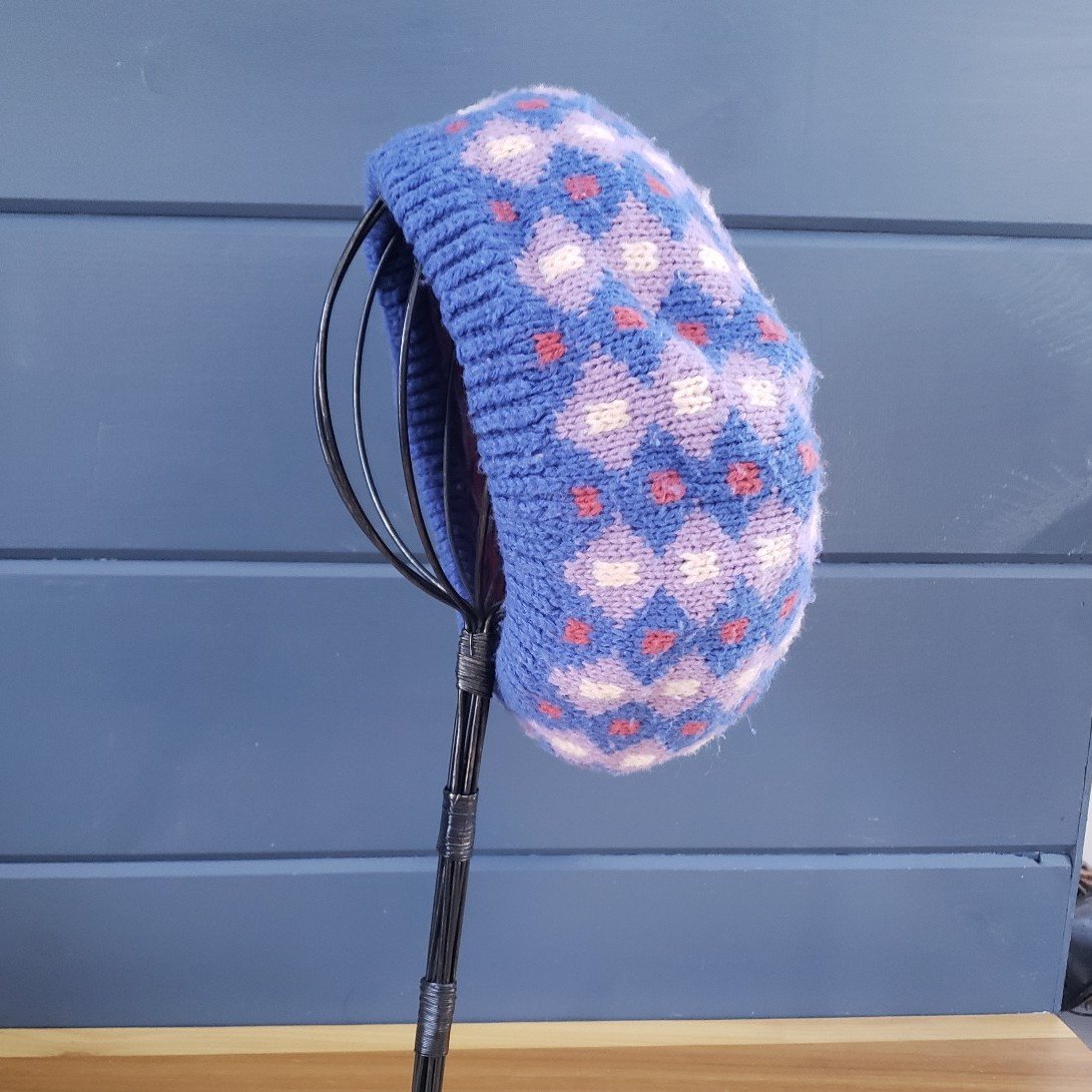 80s Blue and Purple Beret