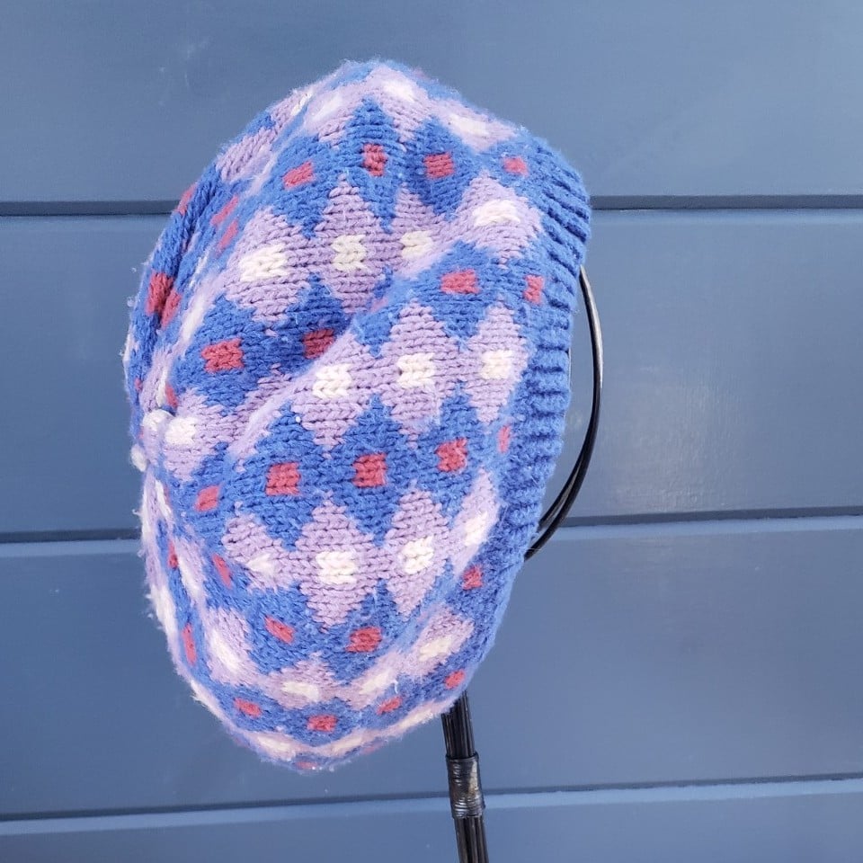 80s Blue and Purple Beret