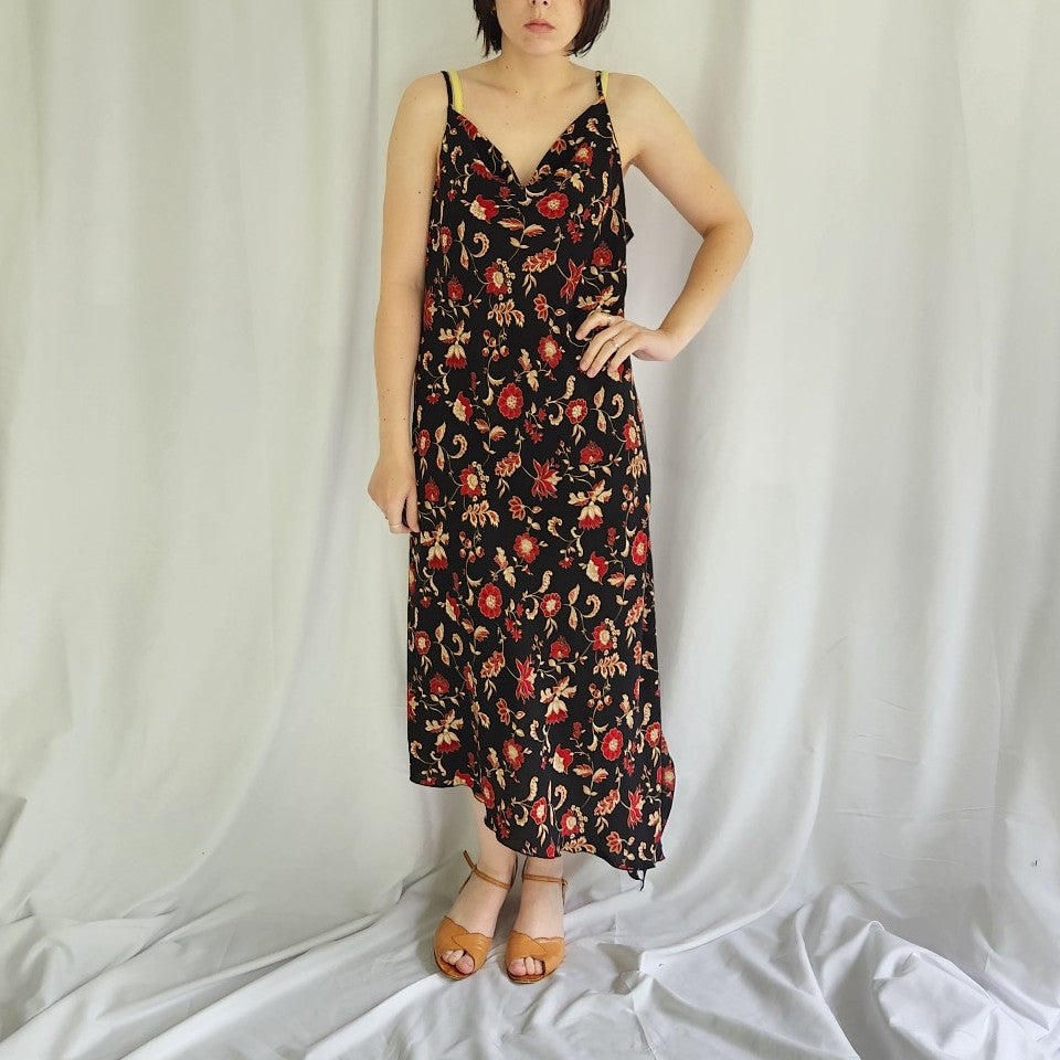 Y2K Black and Red Floral Dress