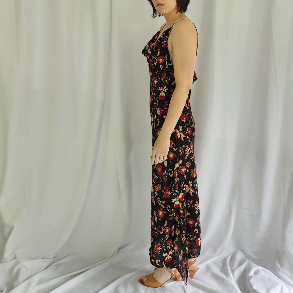 Y2K Black and Red Floral Dress