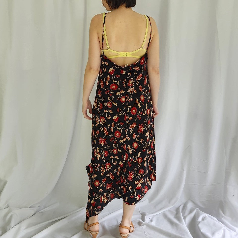 Y2K Black and Red Floral Dress
