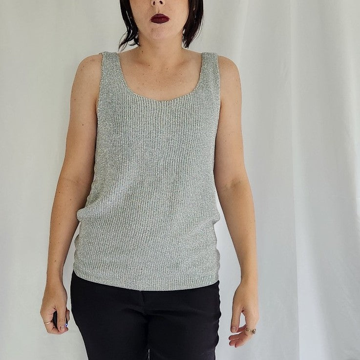 90s Silver Metallic Tank Top