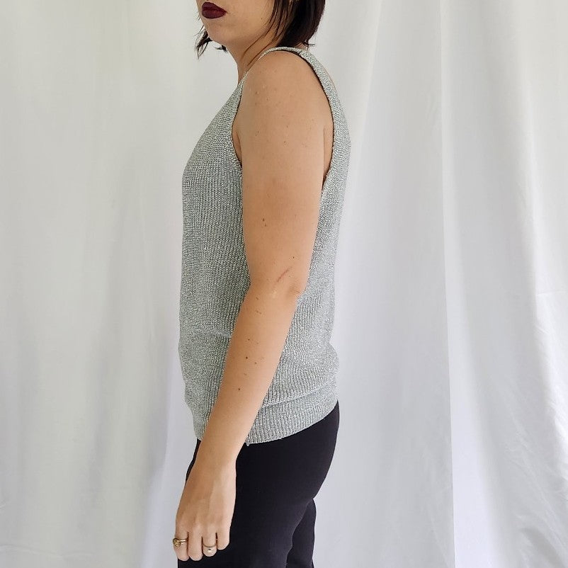90s Silver Metallic Tank Top