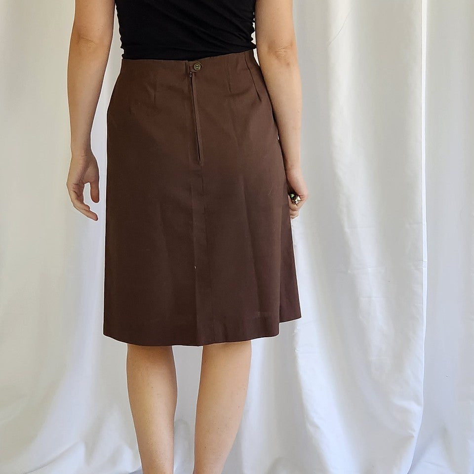 60s Brown A Line Skirt