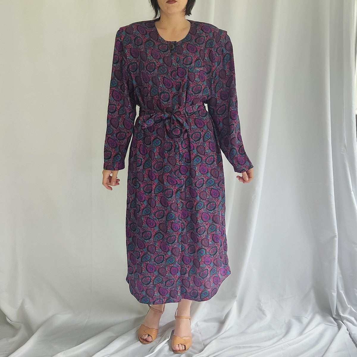 70s Purple Paisley Day Dress
