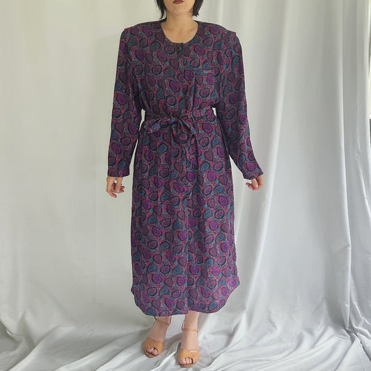 70s Purple Paisley Day Dress