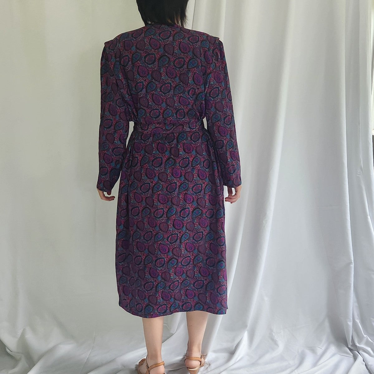 70s Purple Paisley Day Dress