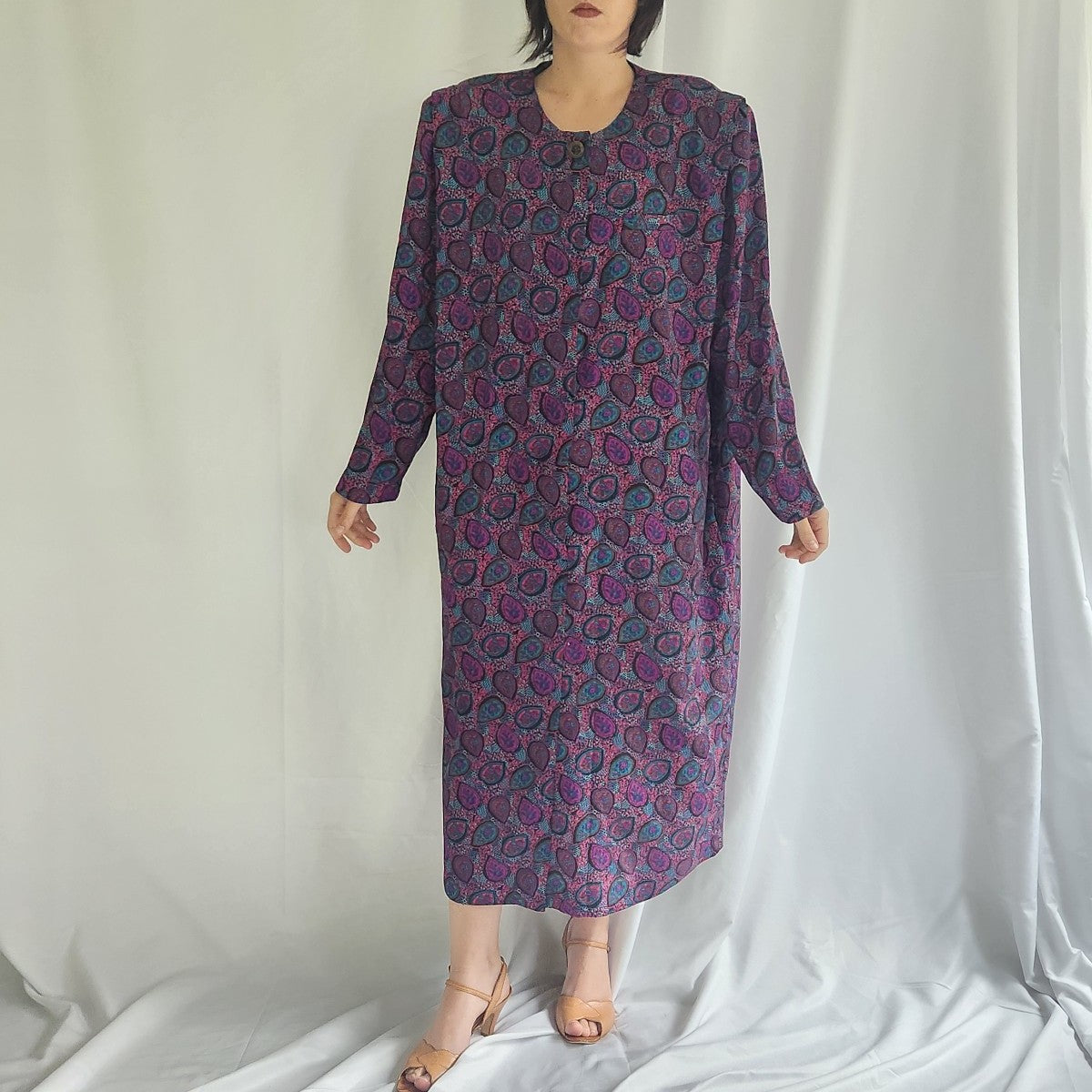 70s Purple Paisley Day Dress