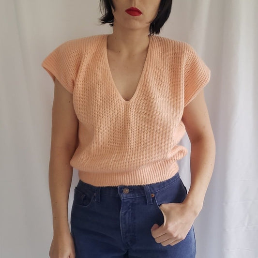 80s Pink Knit Sweater Vest