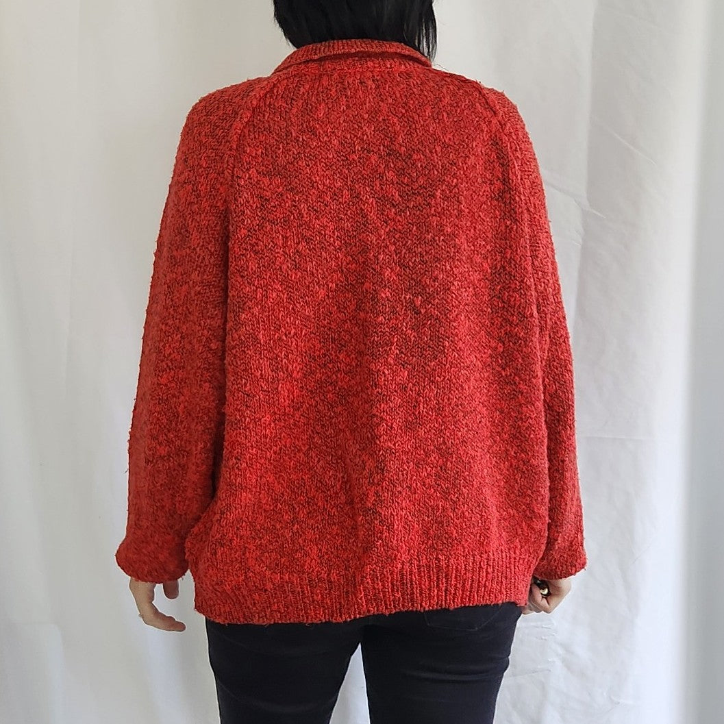 80s Red and Black Collared Sweater