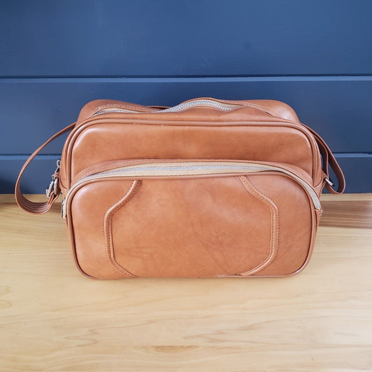 Vintage Faux Leather Overnight Bag