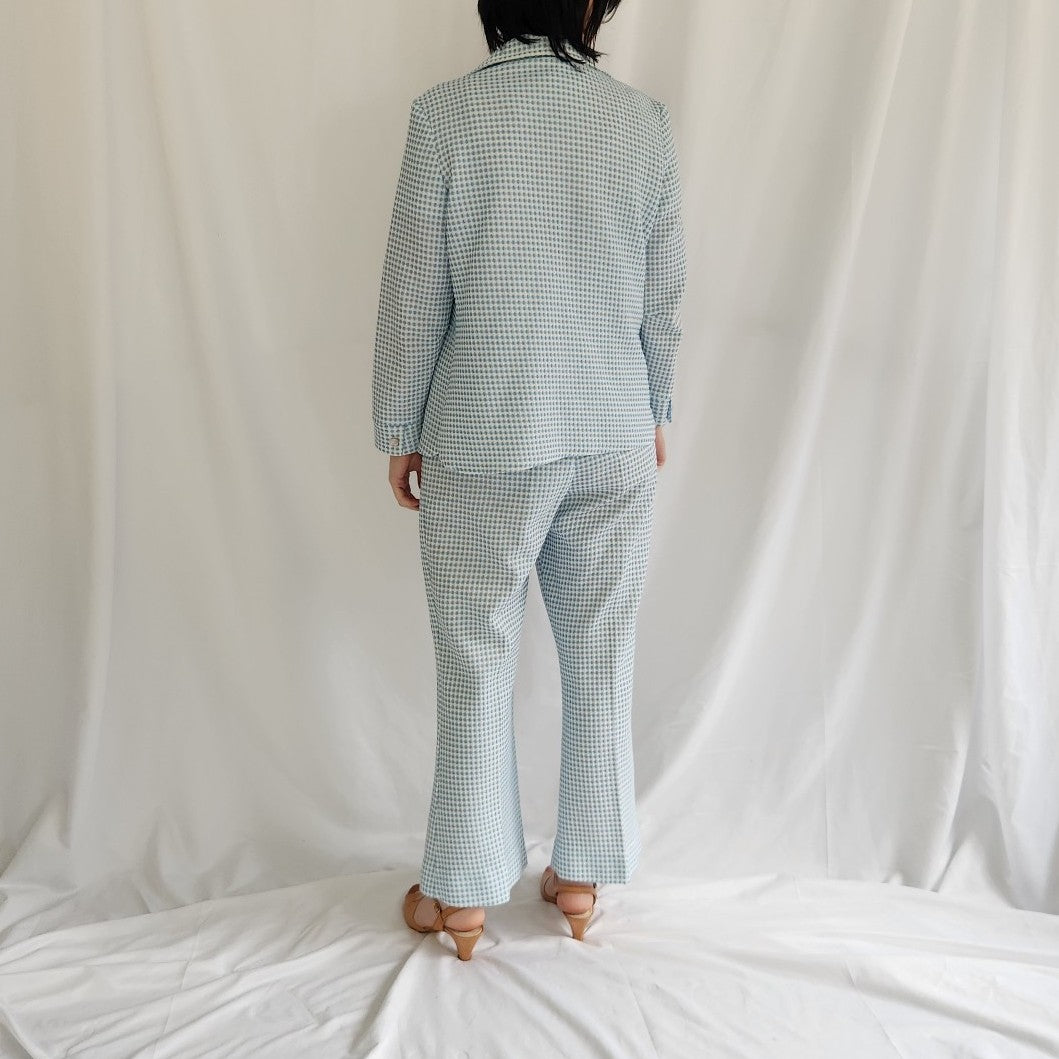 70s White and Blue Dotted Leisure Set