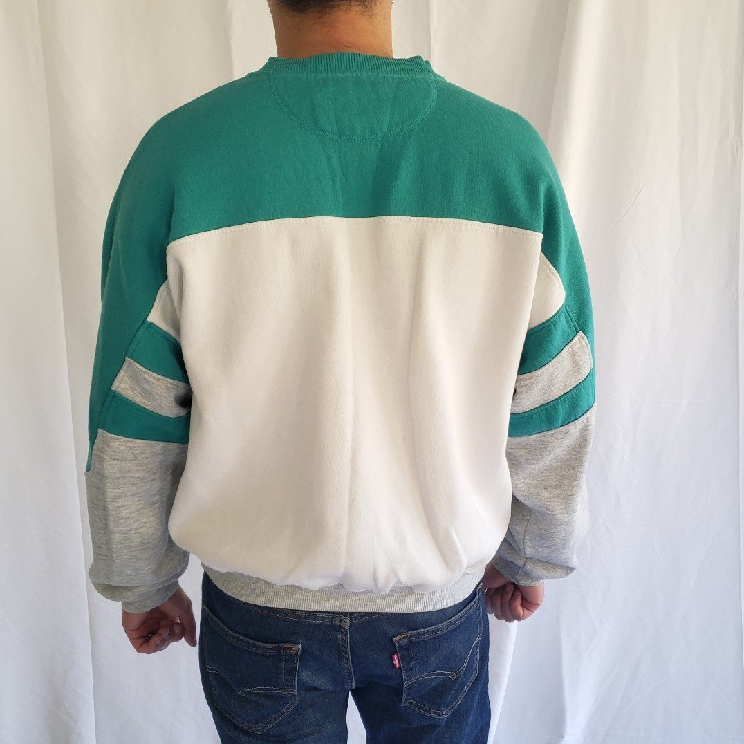 90s Nascar Teal, White, and Gray Sweatshirt