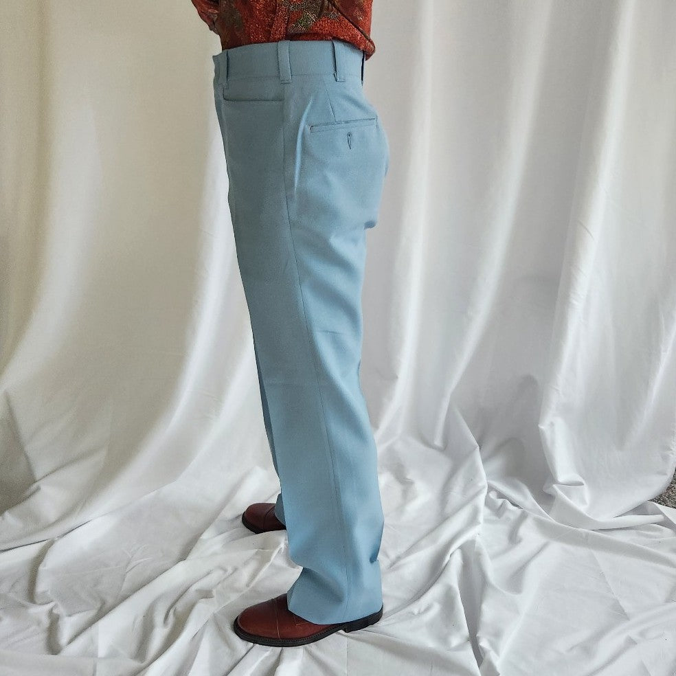 70s Baby Blue Pleated Trousers