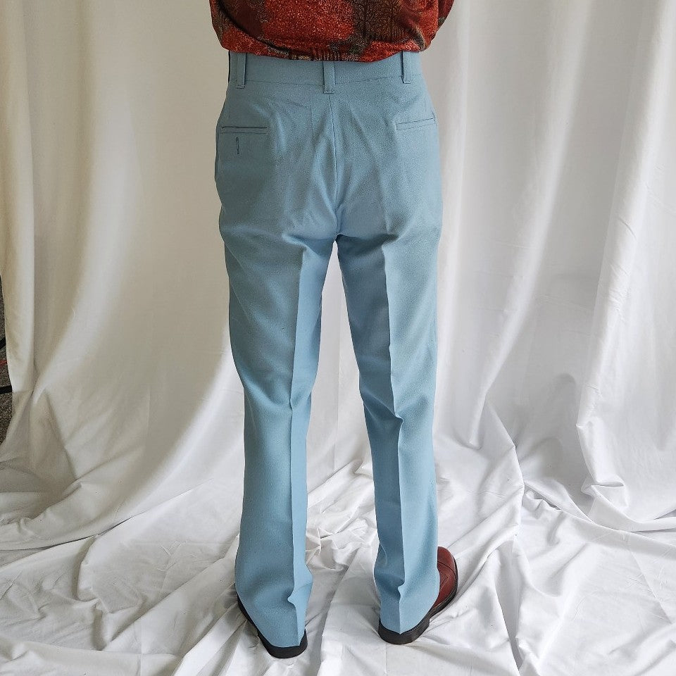 70s Baby Blue Pleated Trousers