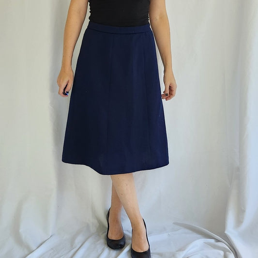 80s Blue A Line Midi Skirt