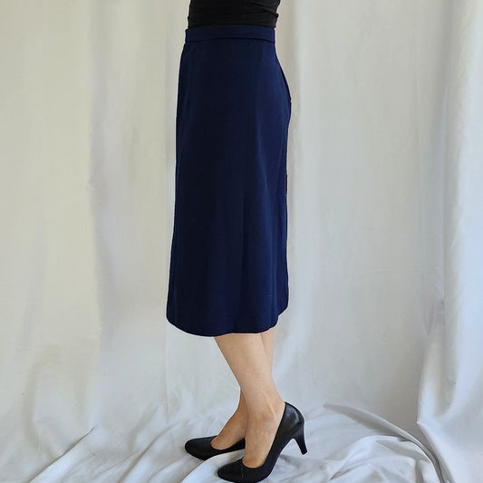 80s Blue A Line Midi Skirt