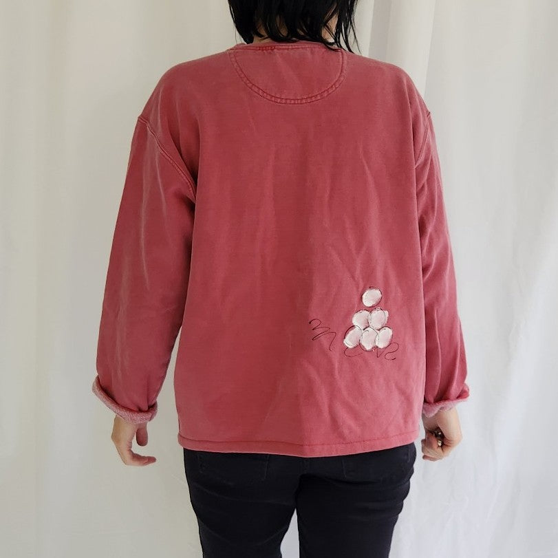 90s/00s Hand Painted Snowman Sweatshirt Cardigan