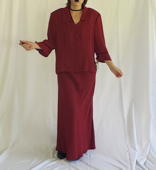 90s Deadstock Burgundy Paisley Maxi Dress with Top