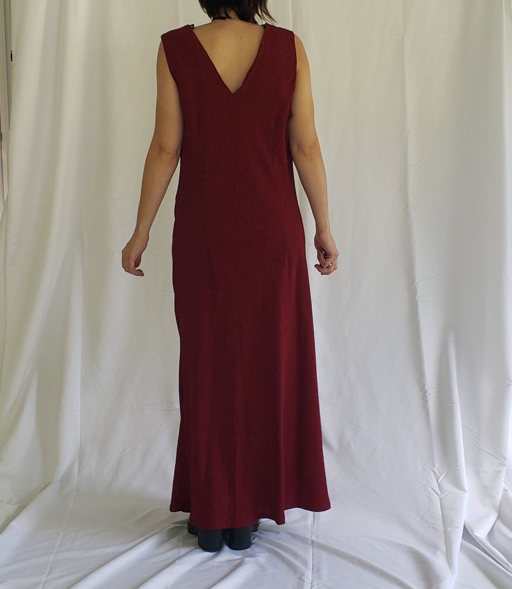 90s Deadstock Burgundy Paisley Maxi Dress with Top