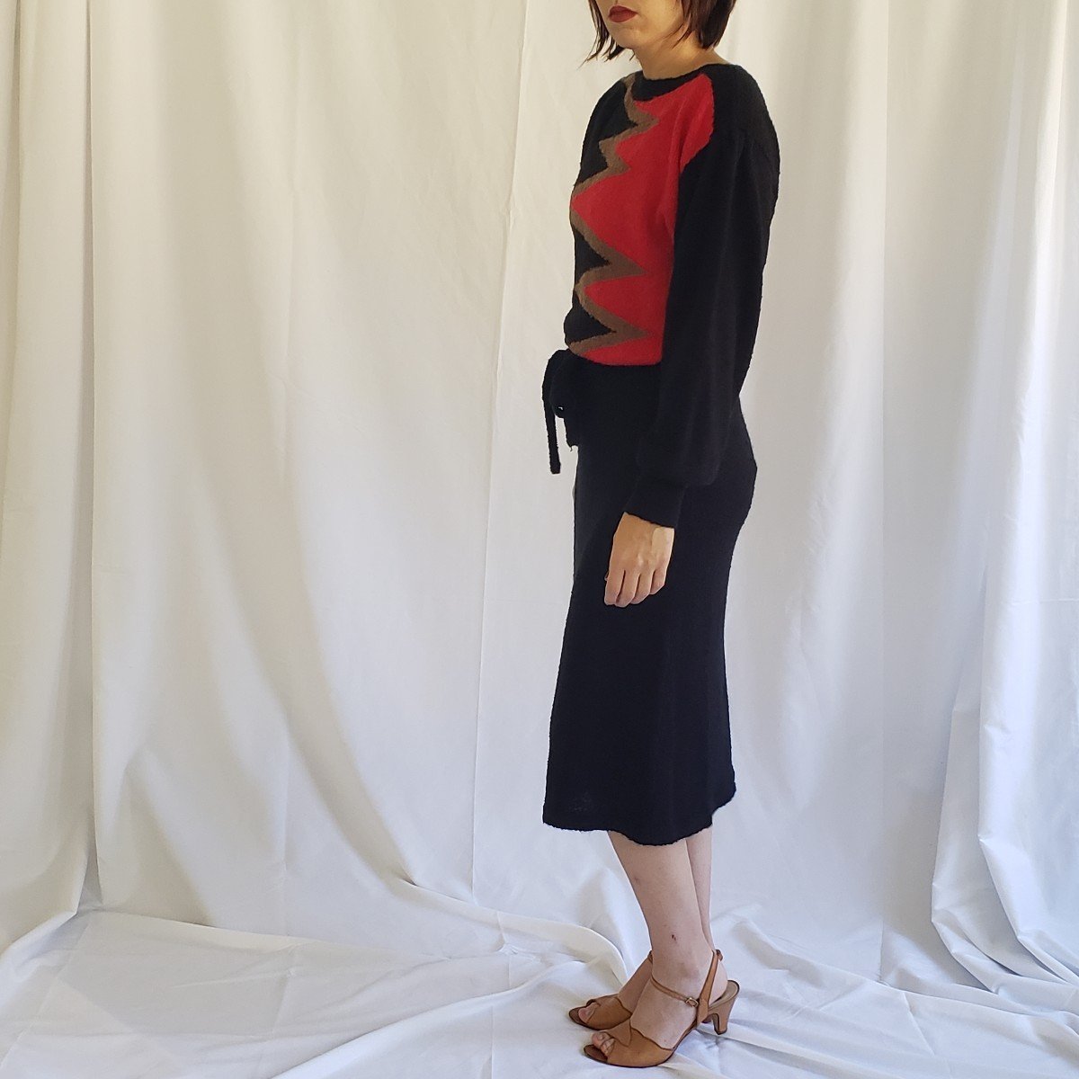 70s Black and Red Sweater Dress