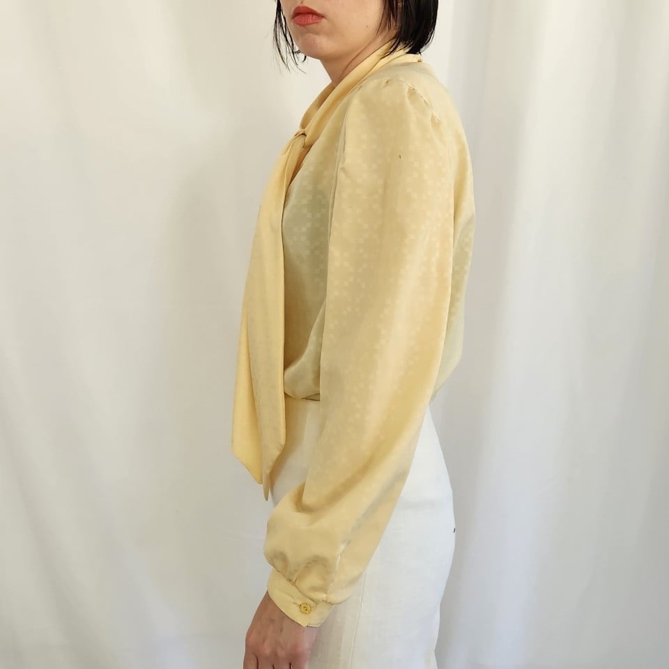 80s Yellow Blouse with Bow