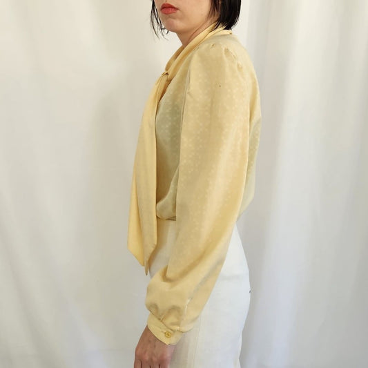 80s Yellow Blouse with Bow