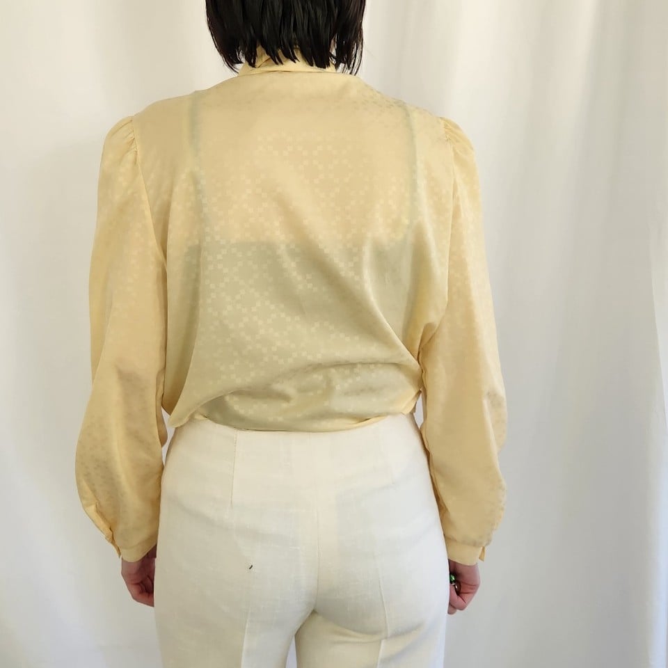 80s Yellow Blouse with Bow