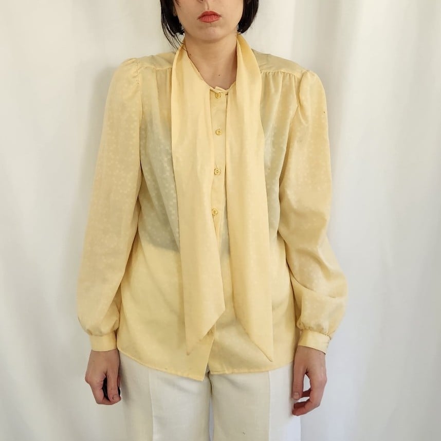 80s Yellow Blouse with Bow