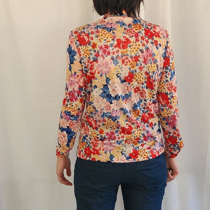 70s Pink Floral Blouse