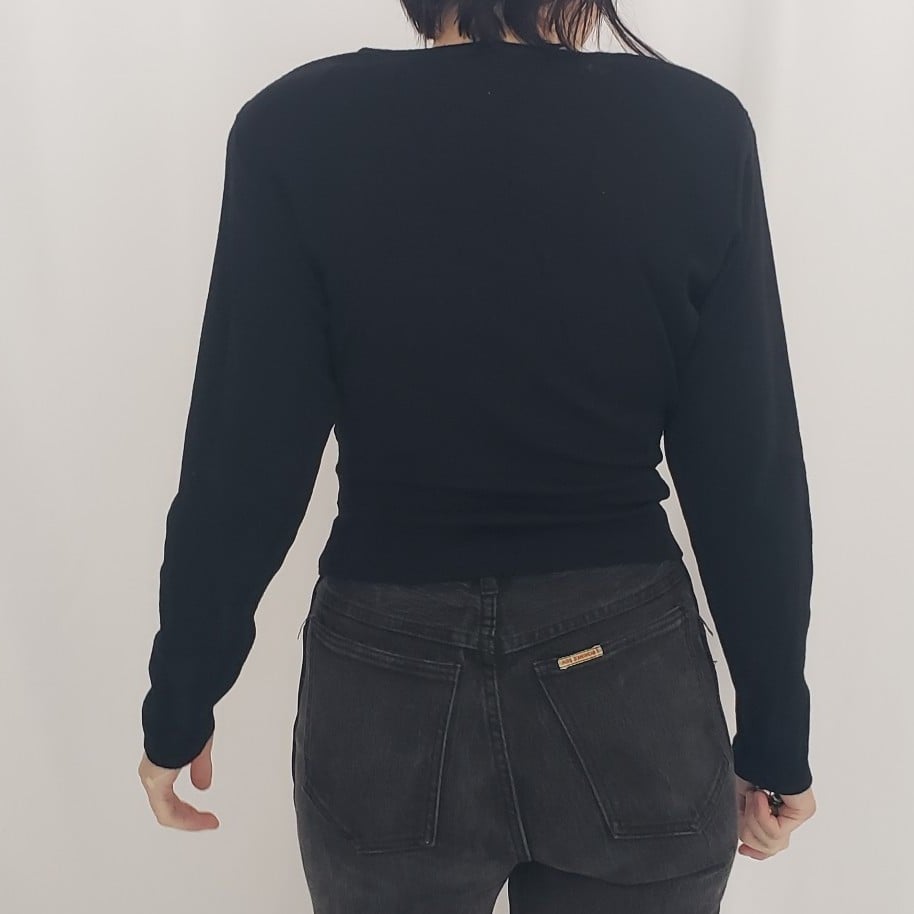 80s Black Wool Sweater with Chunky Gems