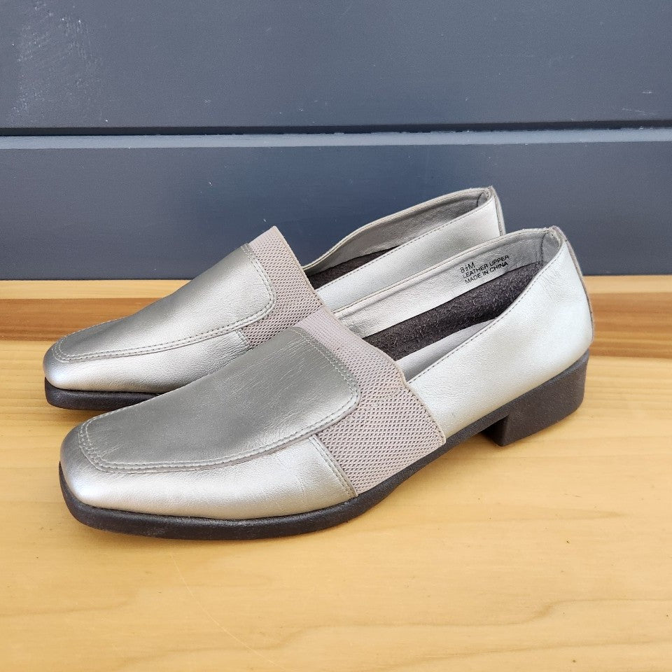 80s Silver Leather Loafers