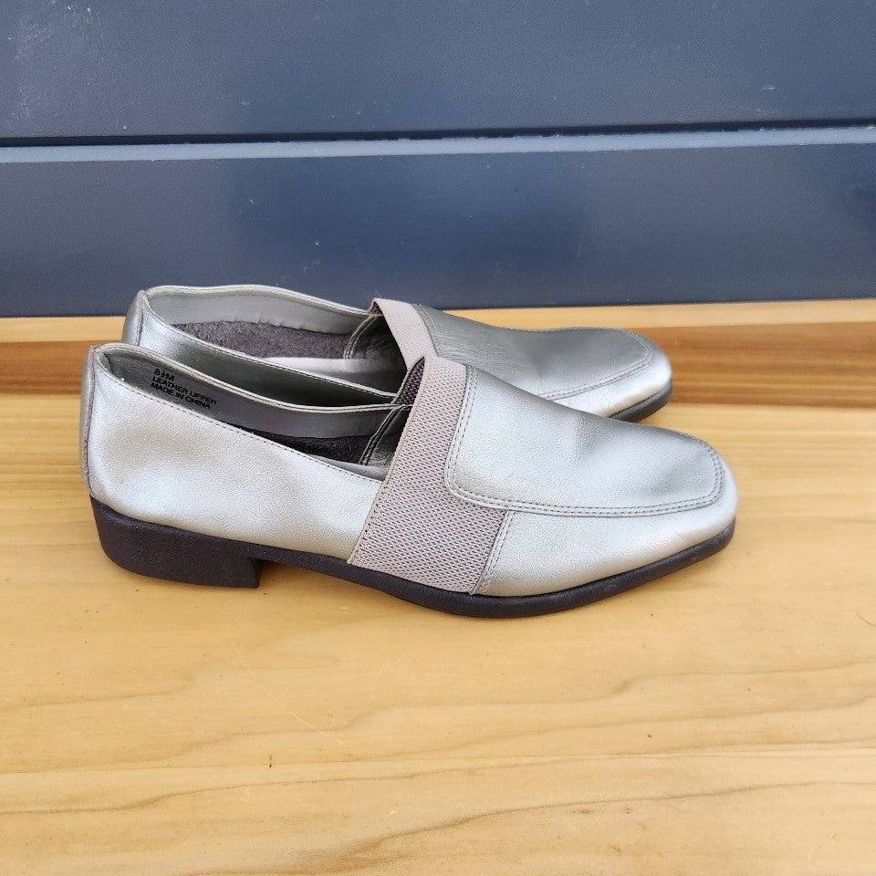 80s Silver Leather Loafers