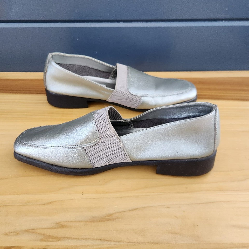 80s Silver Leather Loafers