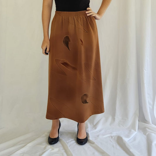 80s/90s Brown Whimsigoth Midi Skirt