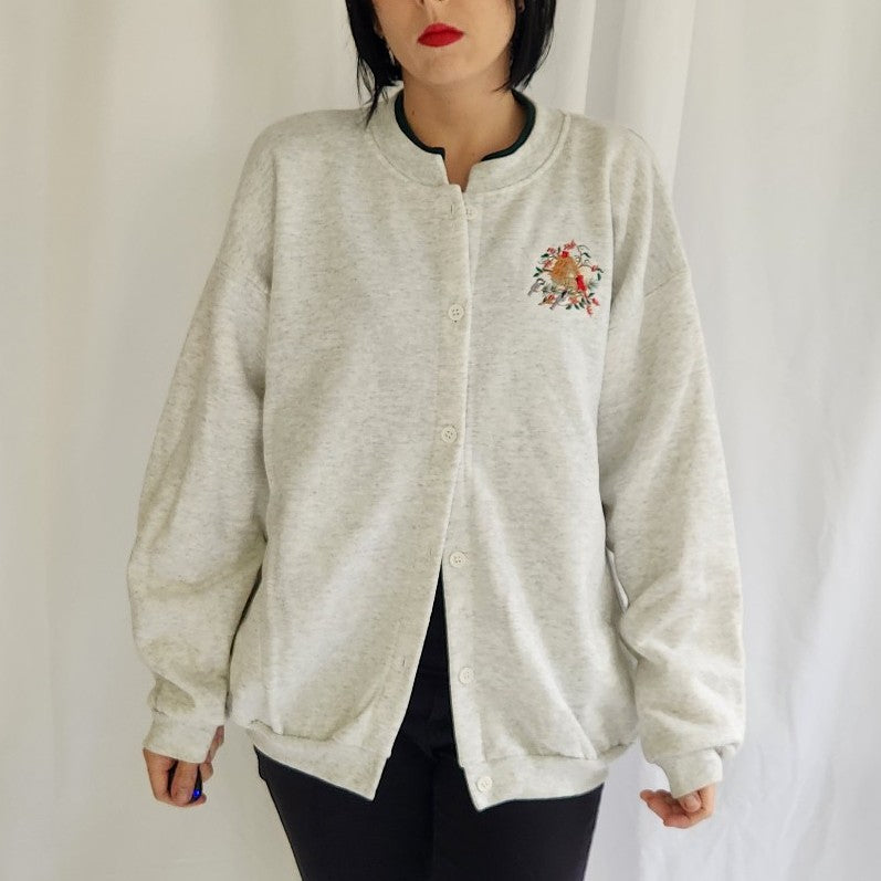 90s/00s Winter Birds Sweatshirt Cardigan