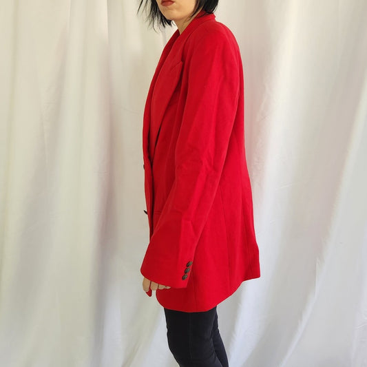 90s Red Double Breasted Wool Blazer