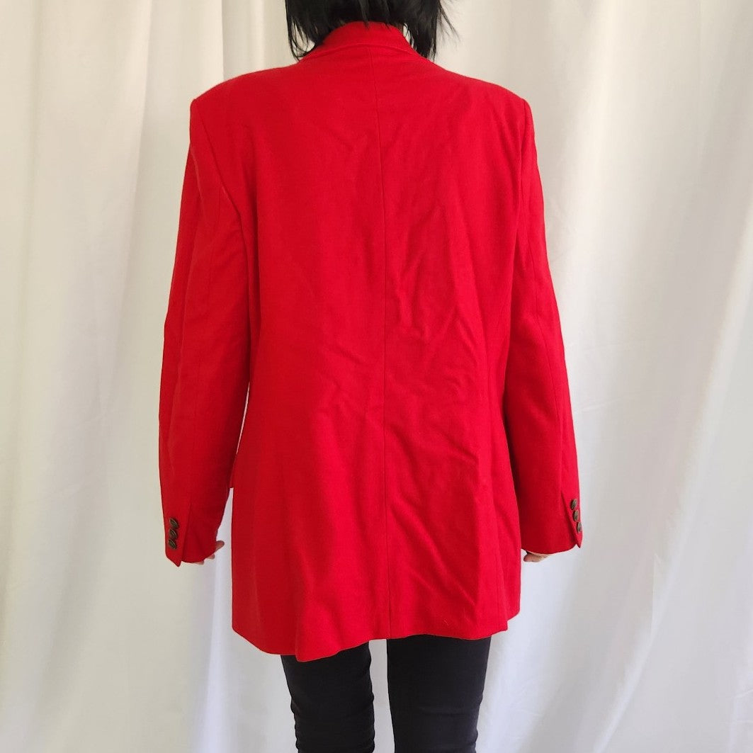 90s Red Double Breasted Wool Blazer