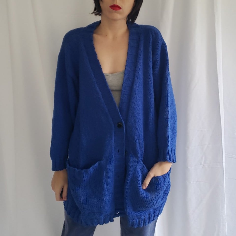 80s Blue Oversize Cardigan