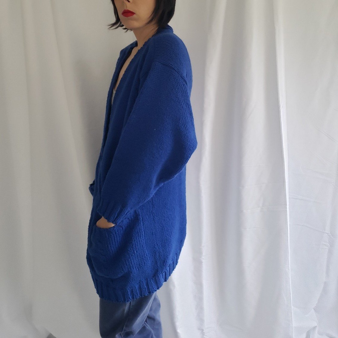 80s Blue Oversize Cardigan