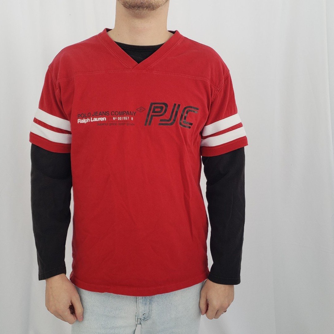 Y2K Polo Ralph Lauren Red and Black Layered Long Sleeve Tee