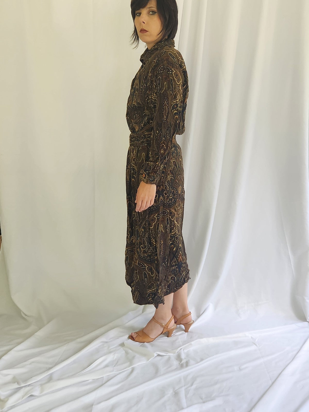 70s/80s Brown and Blue Skirt Set