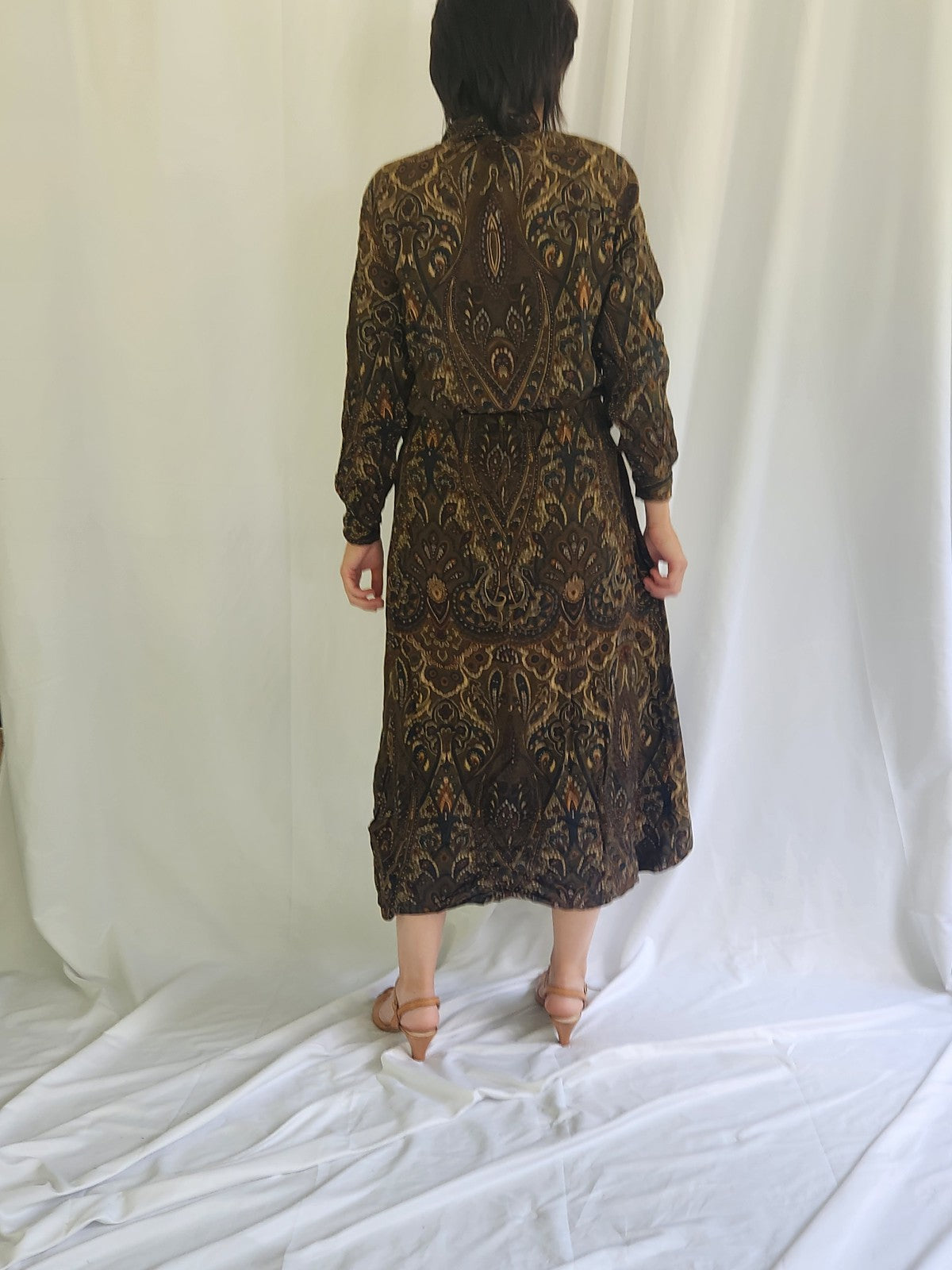 70s/80s Brown and Blue Skirt Set