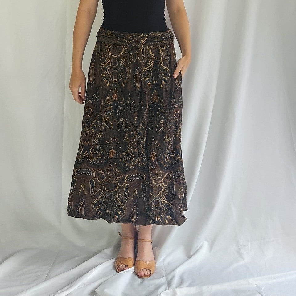 70s/80s Brown and Blue Skirt Set