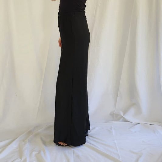 70s/80s Black Wide Leg Nylon Pants
