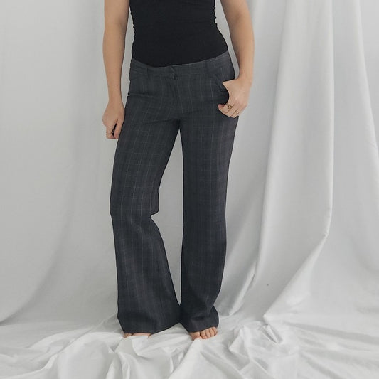 Y2K Gray Plaid Low Rise Trousers