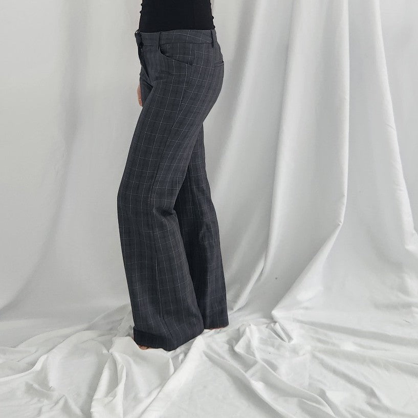 Y2K Gray Plaid Low Rise Trousers