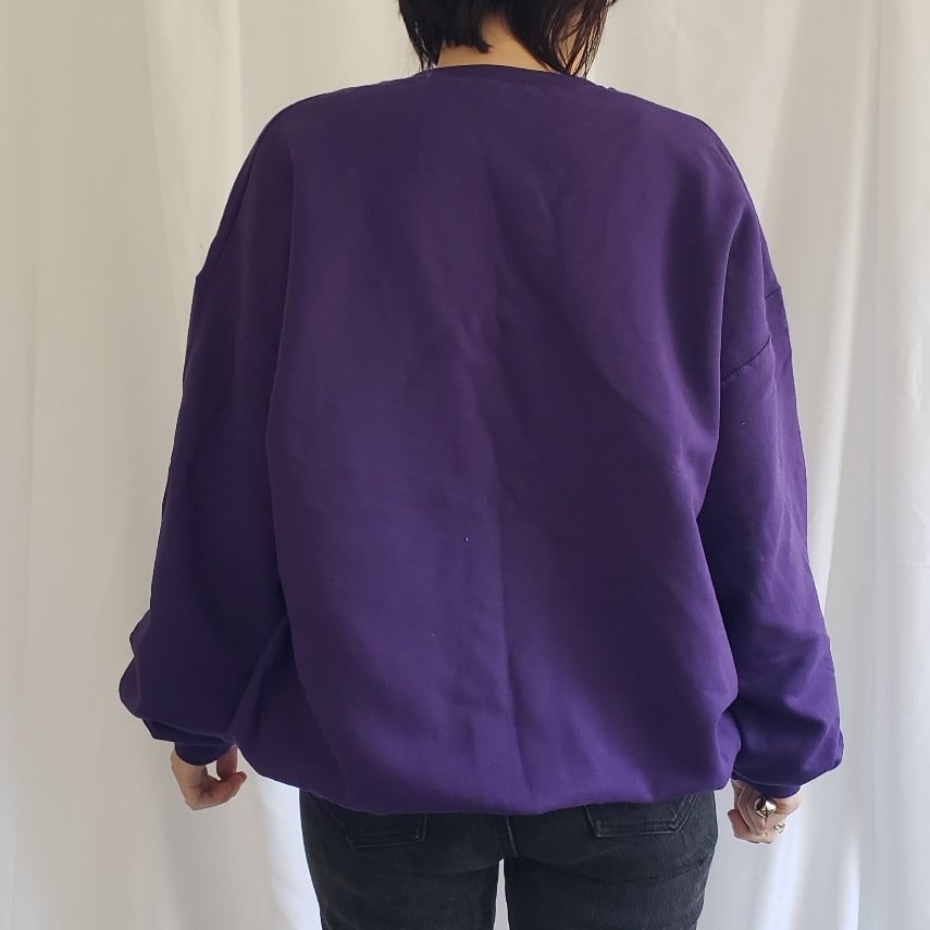 90s Snowy Wisconsin Purple Crew Neck Sweatshirt