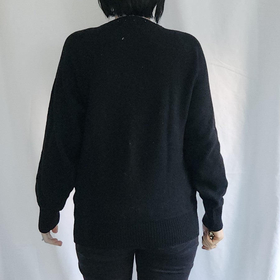 80s Black and Gold Beaded Sweater